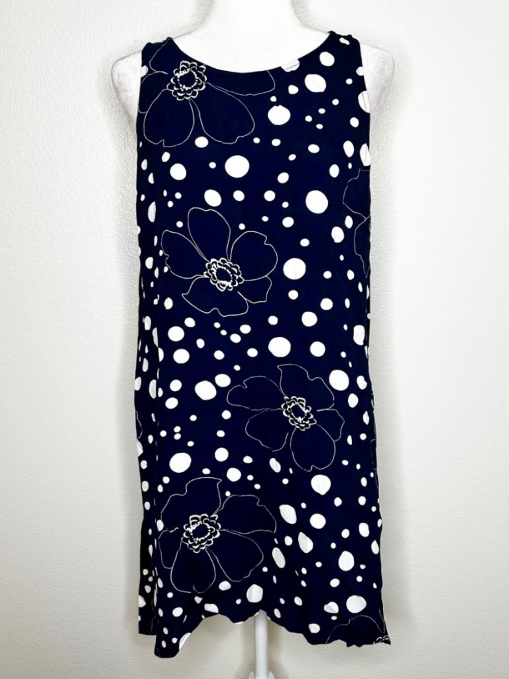 Chelsea28 Womens Navy Blue Polka Dot Sleeveless Hi-Low Mini Dress Size M
